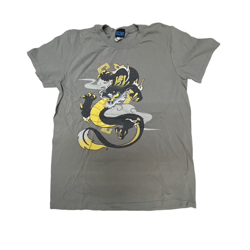 Blizzard Entertainment Dragon Graphic T-Shirt Gray Mens Medium Ring Spun Cotton
